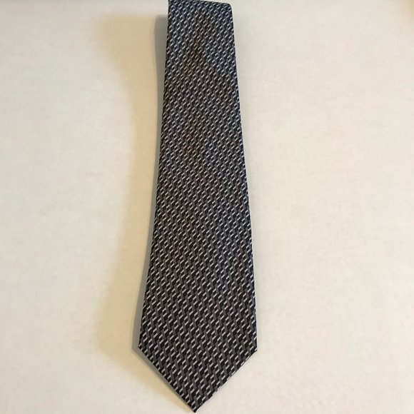 George Stain Resistant Grey and Black Patterned Men's Tie - Picture 2 of 8